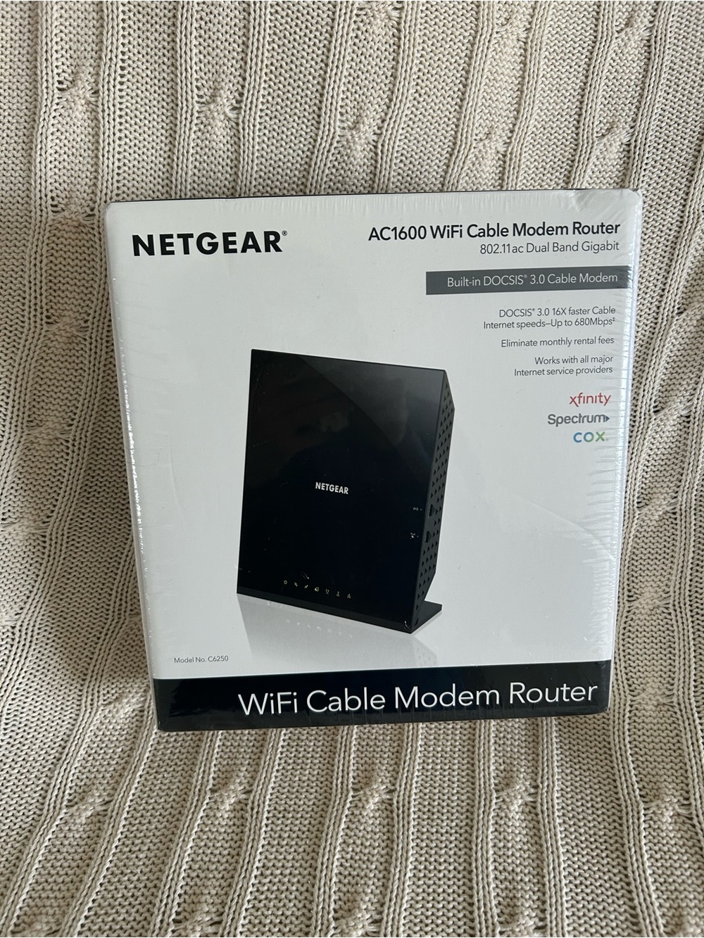 NETGEAR Black AC1600 WiFi Cable Modem Router